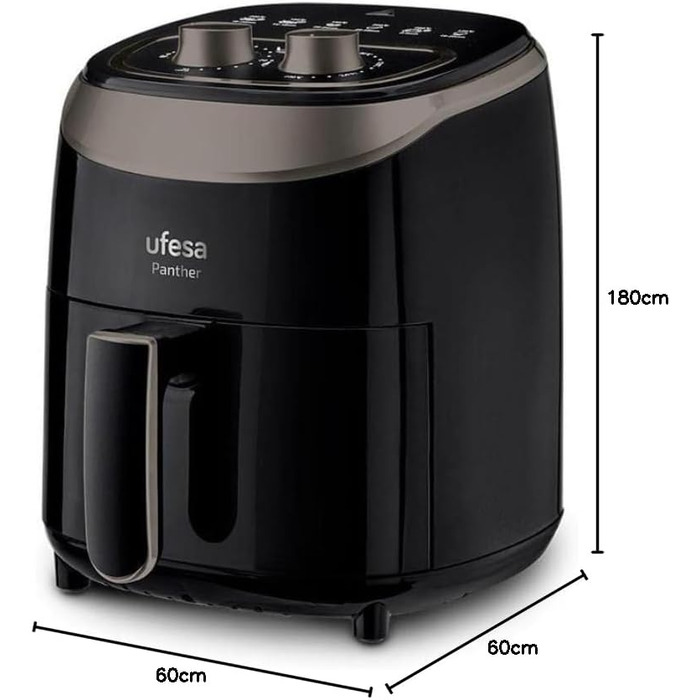 Фритюрниця Ufesa Twist з гарячим повітрям, 2л, 6 програм, 1200W, таймер, 80-200°C, BPA Free, антипригарне покриття, Cool-Touch, білий, ексклюзив Amazon