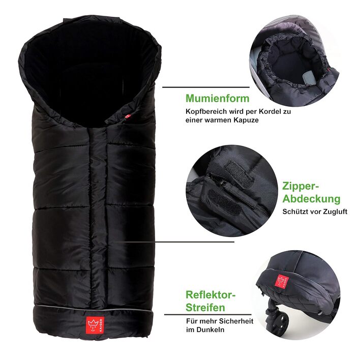 Дитячий зимовий конверт Kaiser Naturfelle Iglu Thermo Fleece чорний