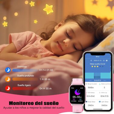 Дитячий розумний годинник для дівчаток та хлопчиків, 1.5' фітнес-трекер з 19 спортивними режимами, моніторингом сну, серцевого ритму, крокомером, IP68 водонепроникний, подарунок для дітей 6-15 років, рожевий