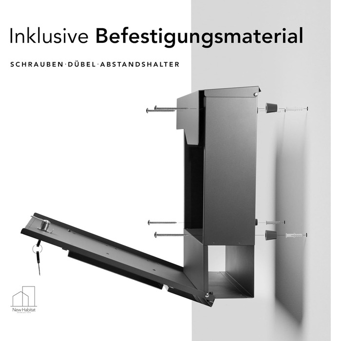 Поштовий ящик настінний модерн Tokio Anthrazit RAL7016 з газетницею, гравіюванням імені та номера будинку з нержавіючої сталі. Стійкий до іржі та УФ-випромінювання