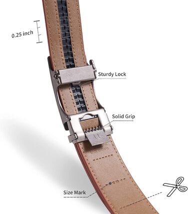 Чоловічий шкіряний ремінь TANGCHAO з автоматичною застібкою-рачею, 35 мм, регульований розмір, для бізнесу, костюма, джинсів