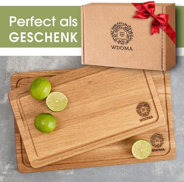 WDOMA Cutting Board Set - Oak Wood - 2-Piece Set - 40x25 / 35x20 - XL/L Cutting Boards - Wood Board for Kitchen - Cutting Board Wood - Wooden Cutting Board - Kitchen Wood Board