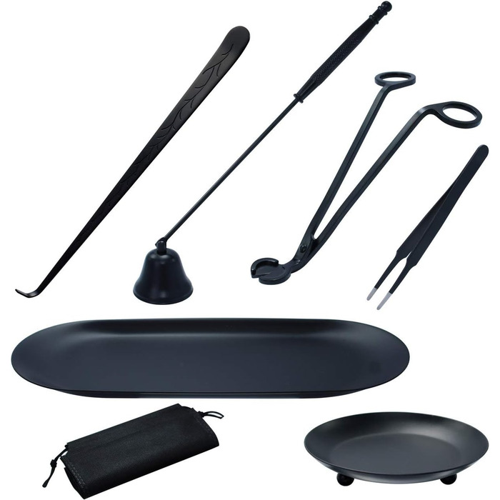 7-in-1 Stainless Steel Candle Accessory Set – Candle Wick Trimmer, Candle Snuffer, Candle Wick Dipper, Tweezers, Candle Tray Plate for Candle Lovers, Family, Party