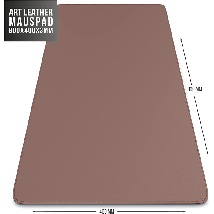 CSL Килимок для миші на стіл XXL з PU шкіри та корка 800x400 мм - Еко килимок для офісу та дому, чорний (коричневий відтінок)