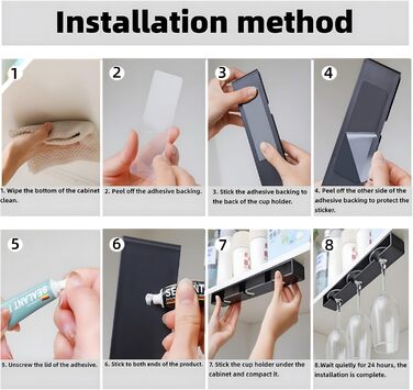 Тримачі для келихів вина настінні, самоклеючі, без свердління, для бару (чорний, 2 шт.)