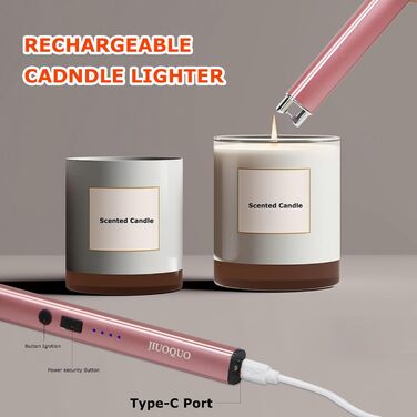 JIUOQUO 6-in-1 Candle Accessory Set, Candle Snuffer, Electric Candle Lighter, Wick Trimmer, Wick Dipper, Storage Tray, Plate, Candle Care Set for Candle Lovers, Mother's Gift