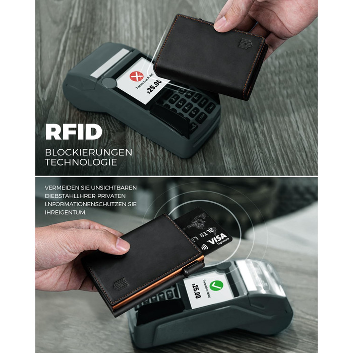 Чоловічий гаманець MagSnap Portmonee з відділом для монет, RFID захистом, для 10+ карток, чорно-помаранчевий