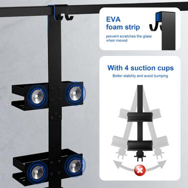 Поличка для душу без свердління, органайзер для ванної кімнати, чорна. Регульована поличка для шампуню та аксесуарів.