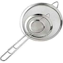 Набір сит для кухні Cymax з нержавіючої сталі (3 шт.) 7/12/18 см - сито для борошна, сито для пасти, посипач цукрової пудри