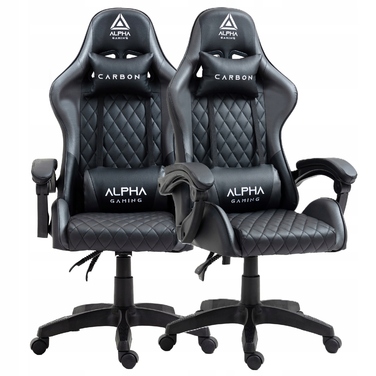 Ігрове крісло Alpha Gaming Carbon, штучна шкіра, чорно-сіре