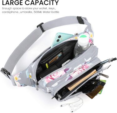 Гірчиця Bauchtasche для жінок та чоловіків, поясна сумка, універсальний розмір, сірий квітка