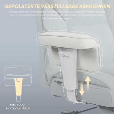 Ігровий крісло Dowinx, ергономічний офісний крісло з кишеньковим пружинним подушками, крісло для начальника з двошаровою м'якою спинкою та регульованою поперековою подушкою, підлокітниками та підставкою для ніг, комп'ютерне крісло (PU, білий) білий PU