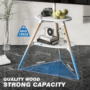 Підставка для телевізора 5Rcom Weiß з 2 полицями 32-65 дюймів, дерев'яна, поворотна, регульована по висоті, VESA 400x400, до 40 кг