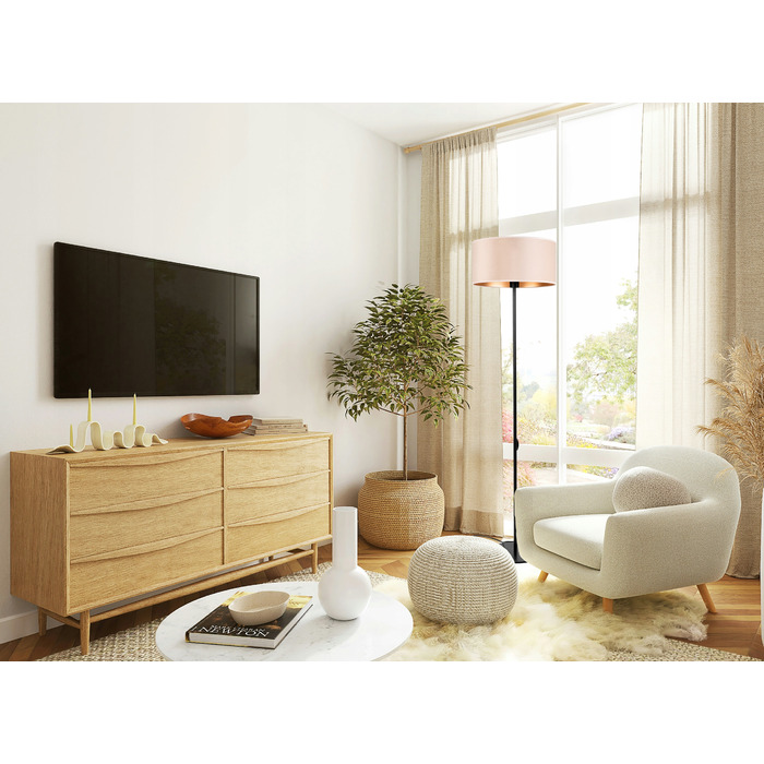 Підлоговий торшер Tornado, велюр, бежево-золотий, 152 см, E27