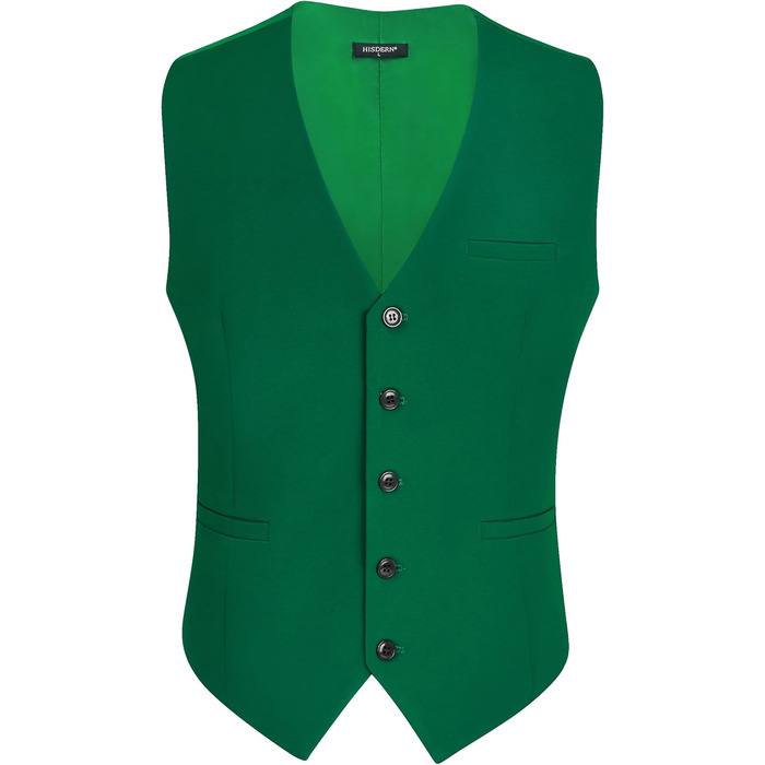 HISDERN Чоловіча жилетка для весілля, вечірки, балу, зелена (XXL, розмір 2)