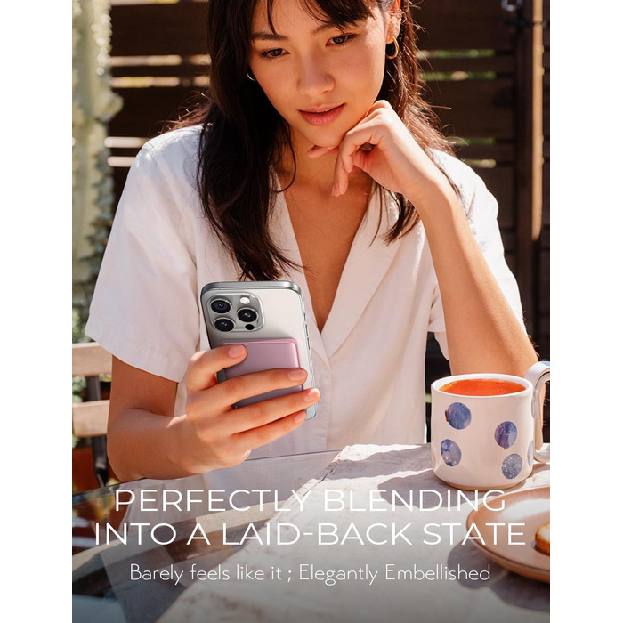 Power Bank Magsafe LISEN 5000mAh для iPhone 17/15 Pro/Max/13 - Рожевий, 18W PD USB-C, Slim, Аккумуляторний чохол, Аксесуар