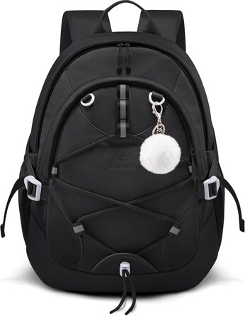 Шкільний рюкзак LOVEVOOK для підлітків та дівчаток, 5 клас, з нагрудною стрічкою, легкий, 15.6', чорний