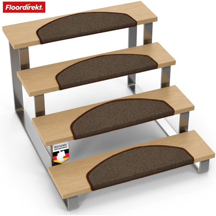 London Pro Stair Treads - 15 Piece Set - Non-Slip Carpet Stair Treads, 25x65 cm (Brown)