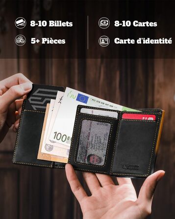 Портмоне чоловіче DODENSHA MagSnap Slim з відділенням для монет, RFID захистом, на 10+ карт, чорно-червоне (чорно-жовте)