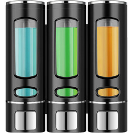 Дозатор для мила Qudubuy, 400 мл, 3 відсіки, настінний, для душу, шампуню, кондиціонера, без свердління, для ванної та кухні, велика місткість