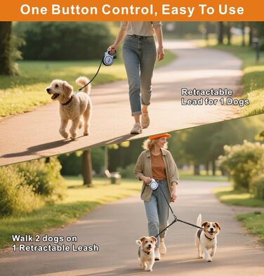 Висувна собача шлейка 8м, рулетка для собак з подвійною шлейкою, безпечна рулетка з пряжкою, для середніх та великих собак (сірий/чорний), 8м