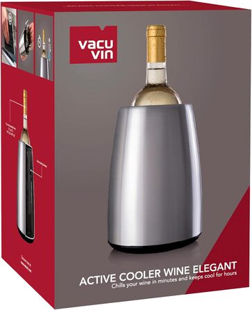 Vacu Vin 3649360 Active Wine Cooler Elegant, Stainless Steel, 208(h) x 155(dia)mm.
