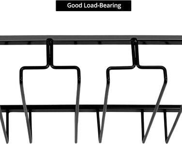 Підставка для вина QWORK® на 7 рядів, чорна - металева підставка для склянок під шафу, для барної кухні