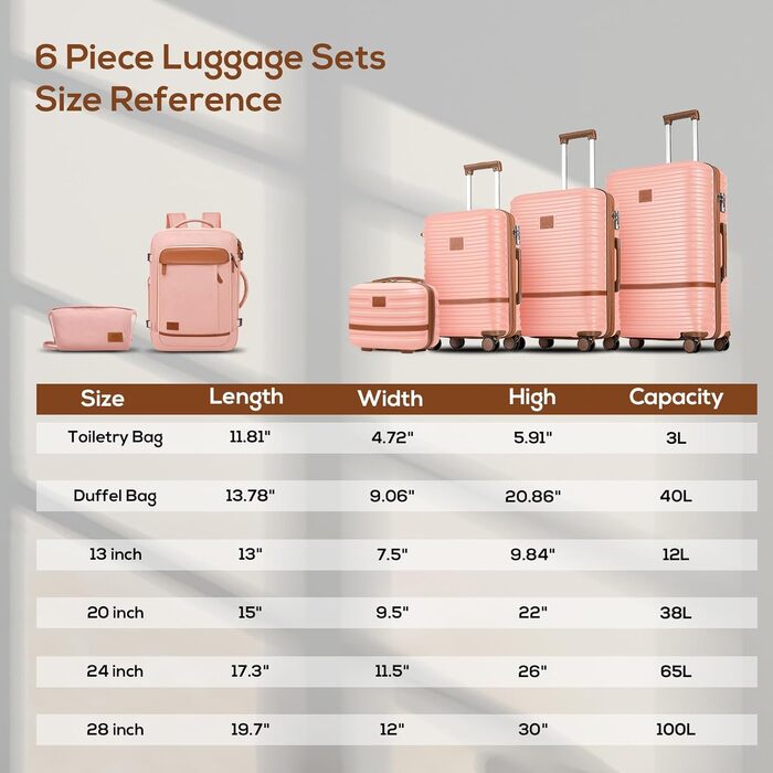 Набір валіз Joyway для ручної поклажі, розширюваний, з TSA-замком (рожевий)