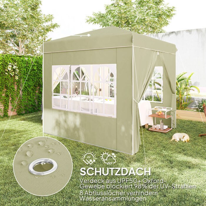 Outsunny Gazebo approx. 2.5x2.5m, water-resistant, stable, winter-proof, pop-up folding gazebo, UV protection 50+, foldable party tent, garden tent with 4 side panels, bag, garden gazebo for camping, garden, cream white | Aosom