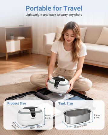 Ультразвукова мийка VLOXO 600мл, 42 кГц - для ювелірних виробів, інструментів, зубних протезів та годинників, бак з нержавіючої сталі, тиха робота, 50W