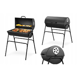 Великий садовий вугільний гриль-бочка Grill Meister з кришкою та робочим столом