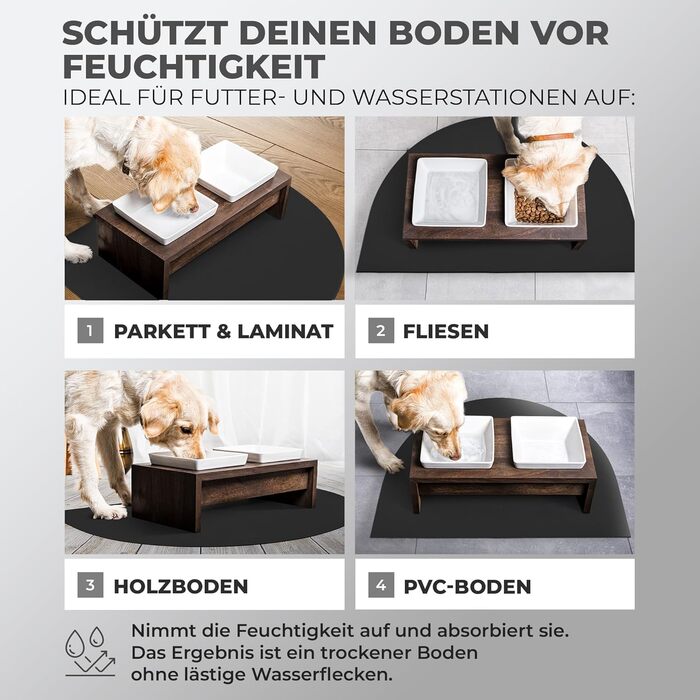 Підкладка під миску для котів та собак Miggo® Premium, чорна, 40x50 см, з екошкіри, неслизька