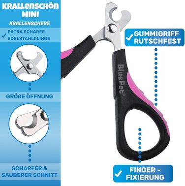 Ножиці для обрізання кігтів BluePet Mini для котів, собак, кроликів та цуценят. Безпечні та зручні для котів з вузькими кігтями. Маленький інструмент для догляду за кігтями тварин XS, рожевий колір