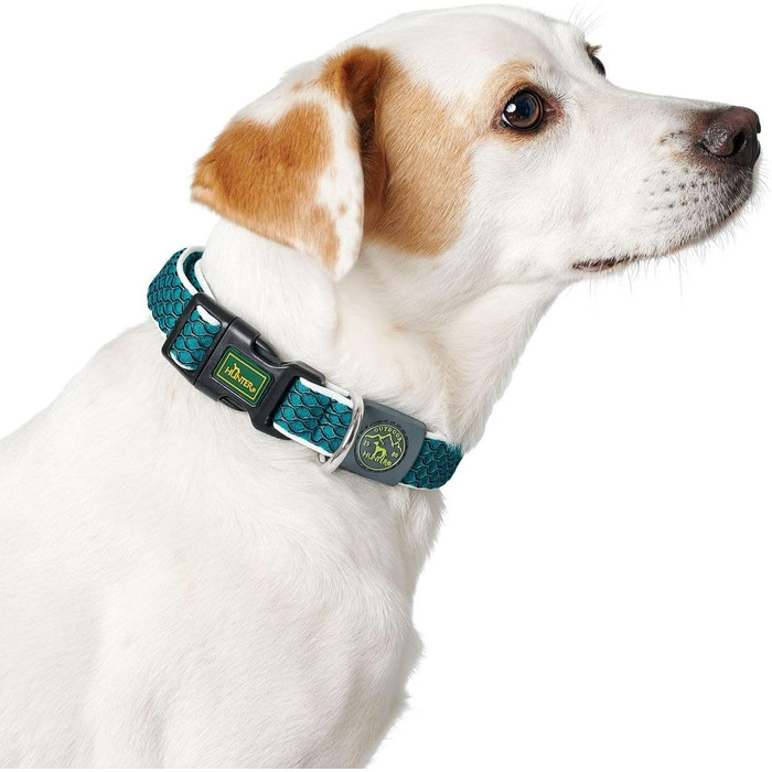 Нашийник для собак HUNTER HILO VARIO BASIC, туркіс, розмір M-L, дихаючий, світловідбиваючий
