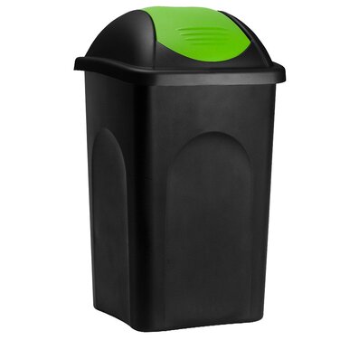 Сміттєвий бак Stefanplast з гойдальним кришкою, 60 літрів (чорний/зелений)