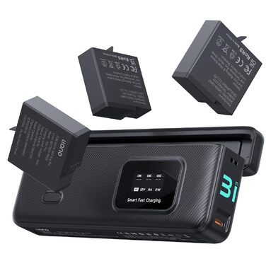 Зарядний пристрій llano AC3 30W та набір з 3-х акумуляторів 1950mAh для Insta360 Ace Pro 2 / Ace Pro, швидка зарядка PD, LED-індикація, кейс для зберігання