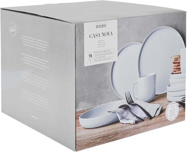 Набір посуду BUTLERS Atlantis для 4 осіб (12 предметів) | Тарілки, миски, чашки | Кераміка, сірий колір, стиль бохо, безпечно для мікрохвильовки та посудомийної машини