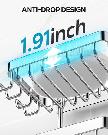 Підставка для мила Nieifi з двома ярусами та зливом, нержавіюча сталь, без свердління, для душової кабіни та ванної кімнати (срібляста)