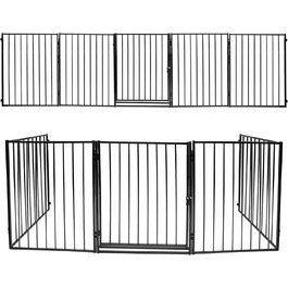 Захисне ґратка для каміну, 310 см, металева перегородка з дверима, захист для печі, дитячий ворота, захист тварин, захист для дітей, білий 310 см (304 см чорний)
