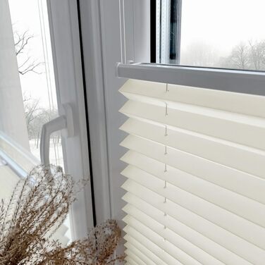 Home-Vision Premium Pleated Blinds, Custom-Made, for Interior Frames, Height, Fabric Color, and Profile Colors, Opaque Blind for Windows & Doors, Sunshade Roller in Various Widths (Clamp-on, Height 50-149 cm)