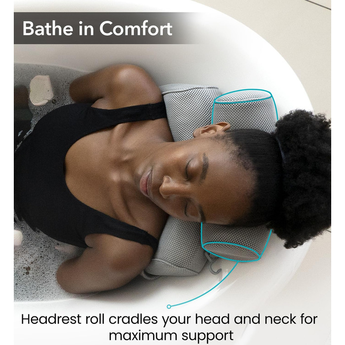 Everlasting Comfort Luxury Bath Pillow - Head, Neck, and Back Support Cushion for Bathtub, Spa, and Soaking