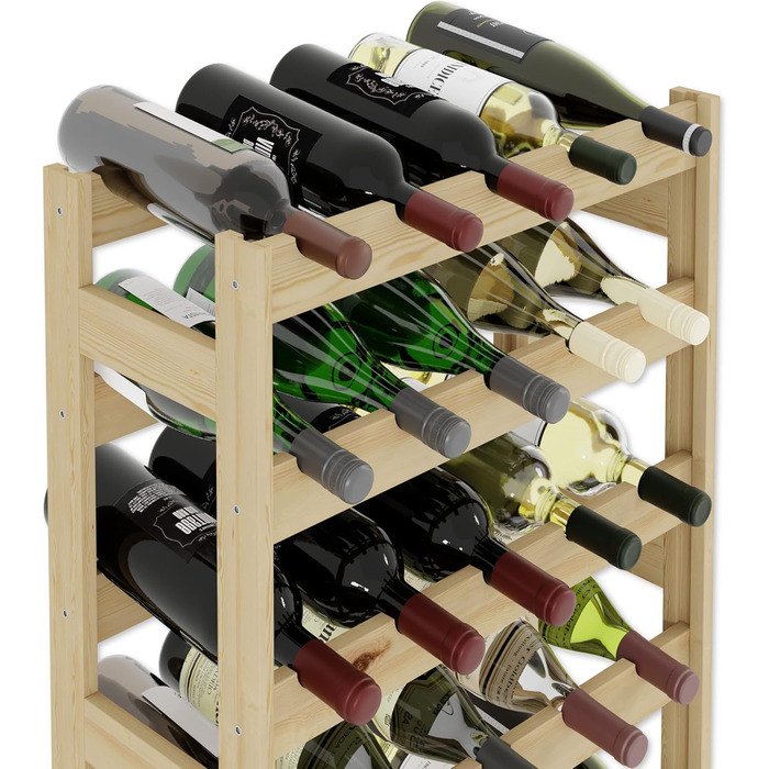Lenmar Wooden Wine Rack for Bottles, Natural, RW-1, Wine, Bottle Rack, Cellar Rack, Shelves, Bottle Holder (Natural, RW-1-30, 86 x 53 x 25, holds 6 bottles, for 30 bottles)