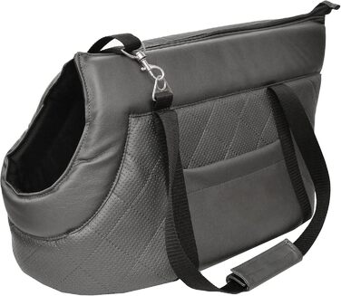 Сумка-переноска для собак та котів | Сумка-переноска на плече для тварин до 15 кг | Чорний колір, матеріал: штучна замша (вельвет), розмір L