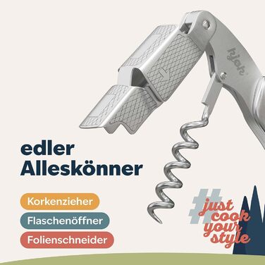 Premium Waiter's Knife Stainless Steel Solid and Brushed with Bottle Opener - Professional Sommelier Knife Wine Opener - Elegant Waiter's Utensil with Corkscrew, Bottle Opener for Wine Bottles