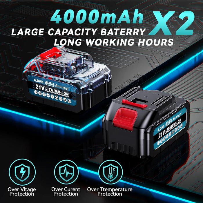 Акумуляторна міні-пила 6 дюймів з самозаточуваним ланцюгом, 2x 4000mAh, для обрізки гілок та дерева
