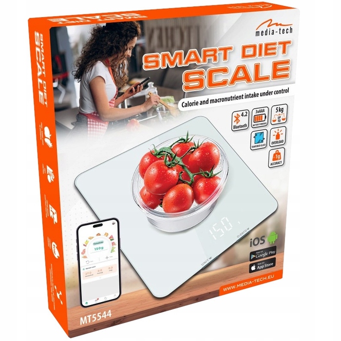 Кухонні ваги Media-tech Smart Diet Scale, сріблястий/сірий, 5 кг