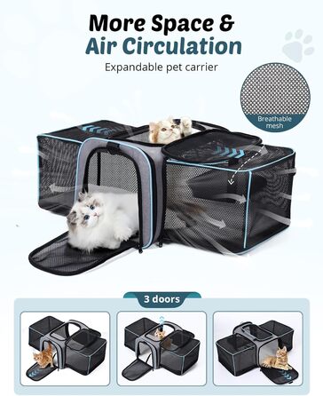 Розширювана переносна сумка для котів/собак, складана переноска для котів/собак, 47x29x29 см, переноска для котів, переноска для тварин - до 5,5 кг