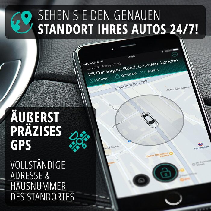 Carlock Basic GPS трекер для авто з сигналізацією, цифровий пристрій для відстеження з додатком, миттєві сповіщення про підозрілу активність