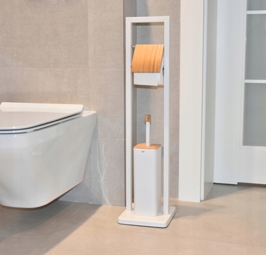 Набір для туалету Yoka Home (металевий, білий) з тримачем для паперу та йоржиком