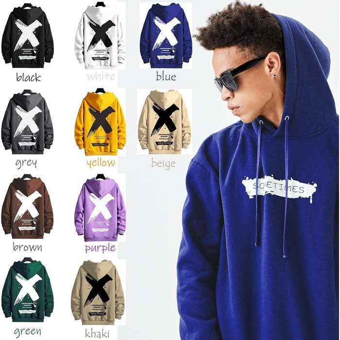 Худі Moshtashio чоловіче базове з капюшоном, світшот з довгим рукавом, класична чоловіча куртка-світшот, унісекс, білий (XL, синій)